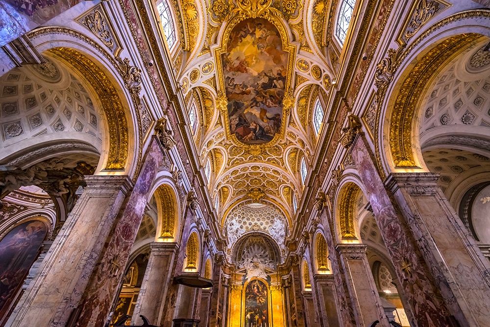 Tall Arches Nave Saint Louis of French Basilica Church-Rome-Italy